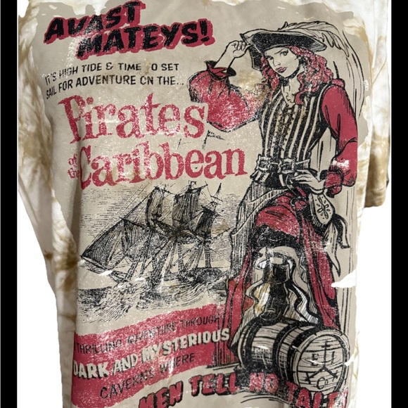 Pirates of the Caribbean Tan Graphic T-Shirt large adult - Picture 3 of 7